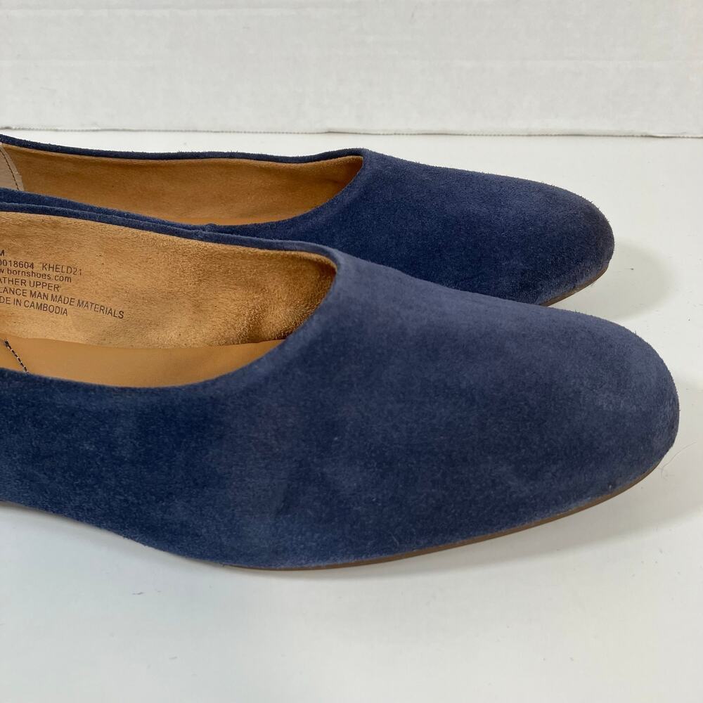 Born Beca Sz 7.5 Suede Slip-On Ballet Flats Blue Comfy Padded Insole - Picture 11 of 16